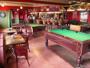 创意台球酒吧粉色地砖装修效果图片