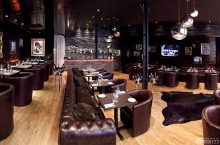 100平方酒吧真皮沙发装修设计效果图片