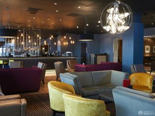 100平方酒吧蓝色墙面装修设计效果图片