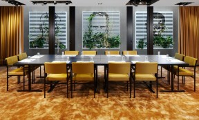 公司会议室设计 黄色窗帘装修效果图片
