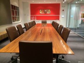 公司会议室设计 红色墙面装修效果图片