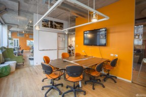 公司会议室设计 橙色墙面装修效果图片