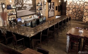 复古小酒吧设计效果图 石材吧台装修效果图片