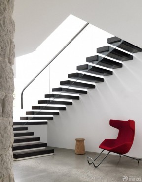 现代公司楼梯间设计 靠背椅装修效果图片