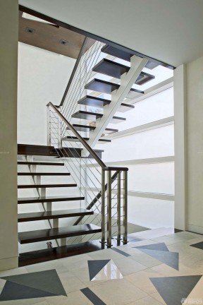 现代公司楼梯间设计 地板砖拼花图案