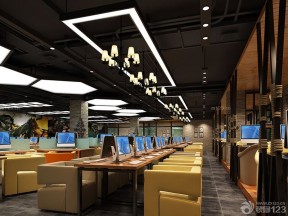 大型网吧装修效果图 网吧电脑桌椅