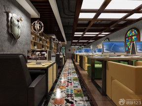 世界上最豪华的网吧室内拼花地砖装修效果图片