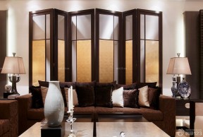 欧式带屏风的客厅沙发背景装饰装修图