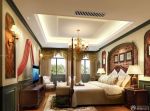 美式别墅客厅变卧室装修效果图