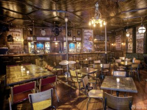 特色乡村小酒吧原木地板装修效果图片