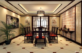 114平米三室兩廳裝修效果圖 中式餐廳設計效果圖