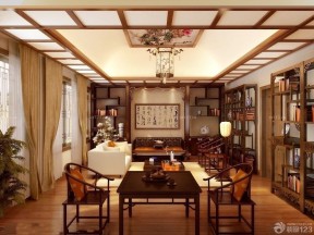 114平米三室兩廳裝修效果圖 中式客廳吊頂裝修效果圖片
