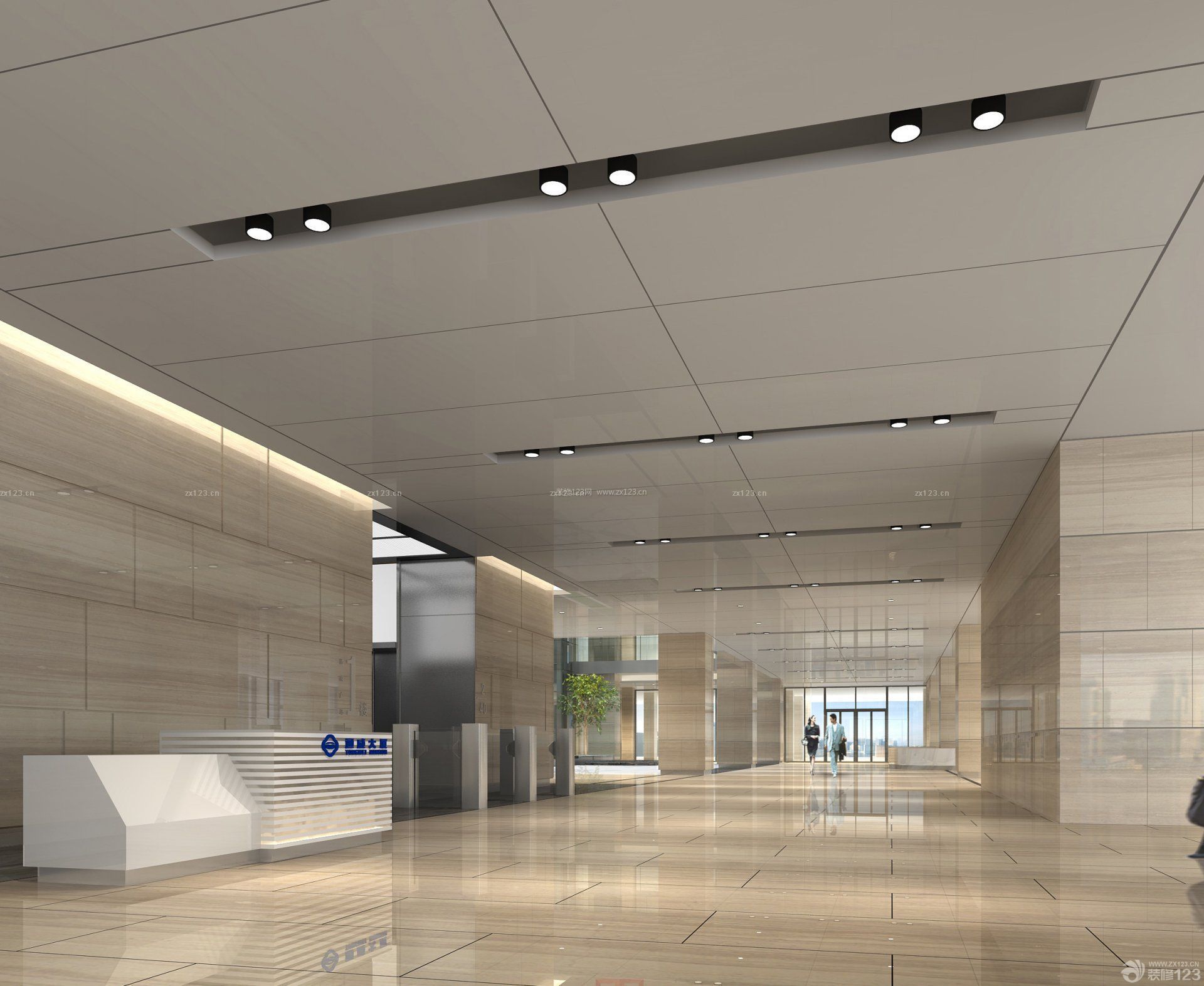 现代办公楼写字楼电梯厅3d模型下载-【集简空间】「每日更新」