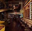 经典复古酒吧深棕色木地板装修效果图片