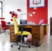 红色公司办公室背景墙装修设计效果图片