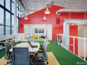 红色公司背景墙效果图 办公室背景墙装修设计