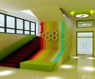 2023培训学校室内楼梯设计效果图 