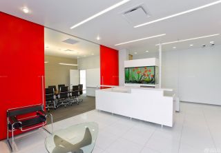 红色公司办公室背景墙效果图