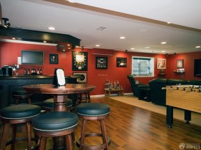 家庭酒吧装修 红色墙面装修效果图片