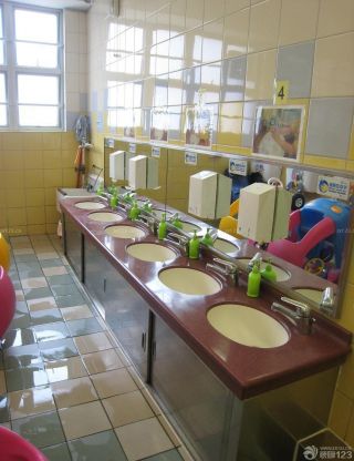 2023学校卫生间洗手池装修实景图