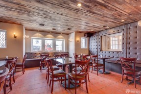 酒吧餐厅装修 棕色地砖装修效果图片