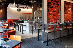 精美酒吧餐厅镂空雕花隔断装修效果图片