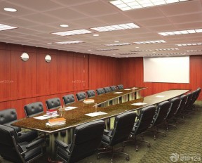 学校会议室效果图 木质墙面装修效果图片