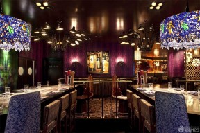 唯美简单酒吧紫色墙面装修效果图片