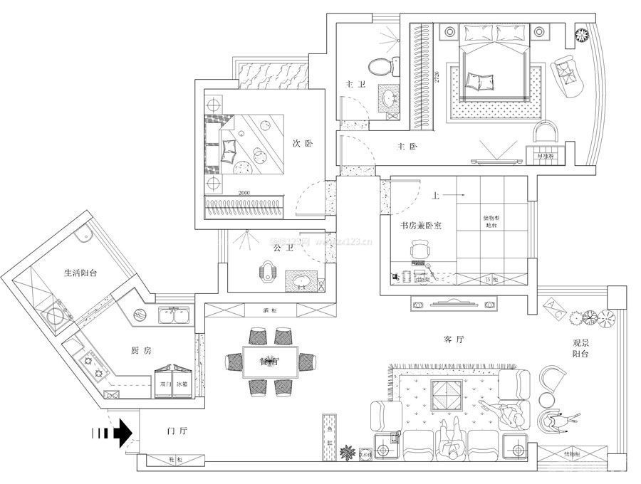 三居室房子戶型設(shè)計圖片大全