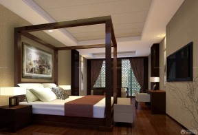 普吉岛泰式装修宾馆客房四柱床装修效果图片