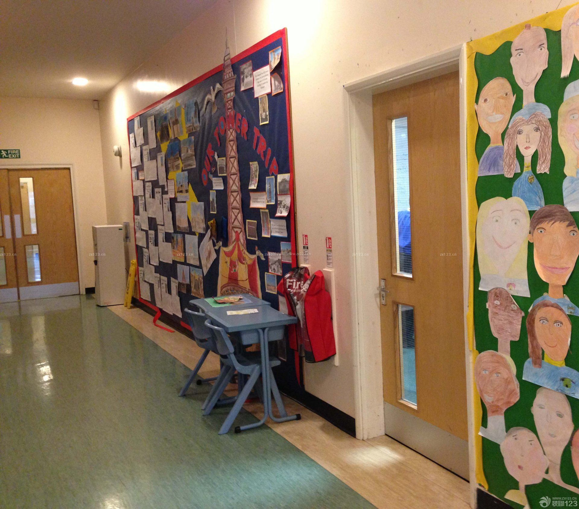 学校走廊背景墙装饰装修效果图片