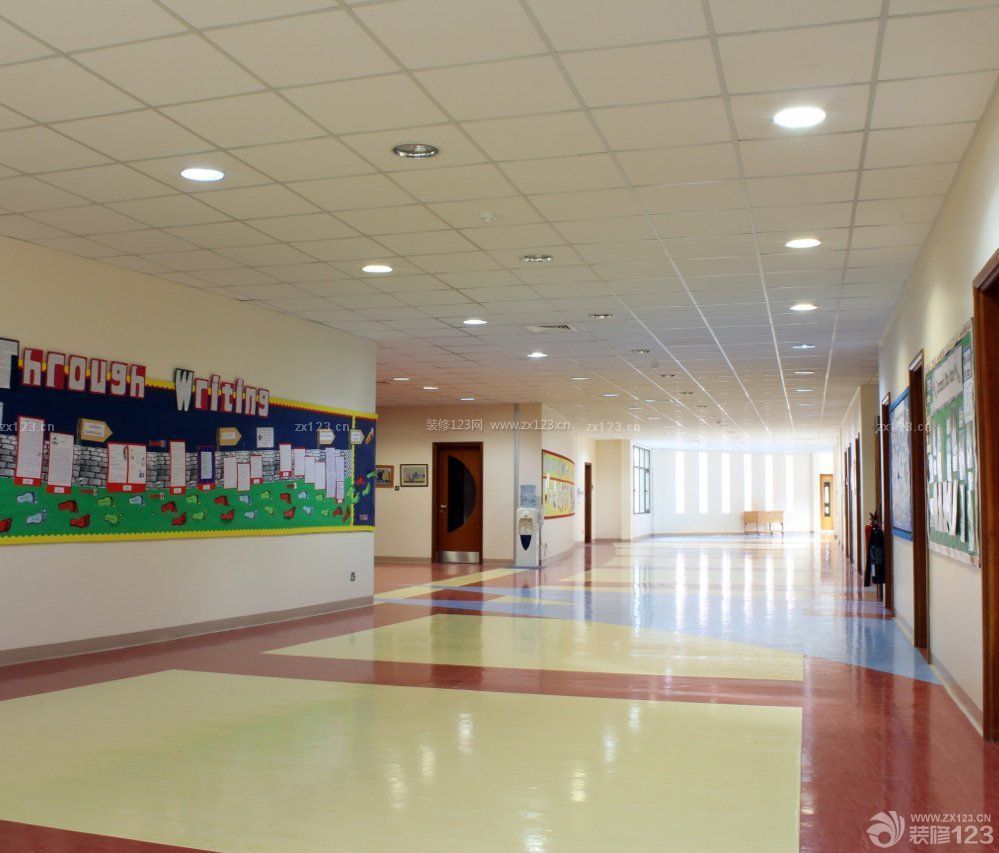 学校走廊防滑地板砖装修效果图
