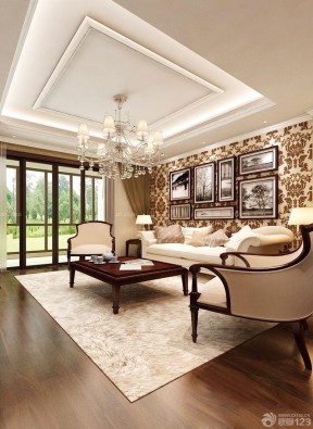 客廳簡(jiǎn)歐裝修效果圖 吊燈裝修效果圖片