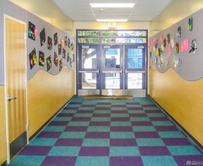 学校走廊背景墙装饰装修效果图片2023