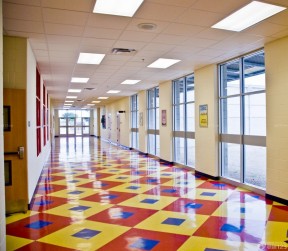学校走廊装修效果图 拼花地砖装修效果图片