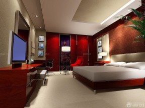 泰式卧室装修效果图 红色墙面装修效果图片