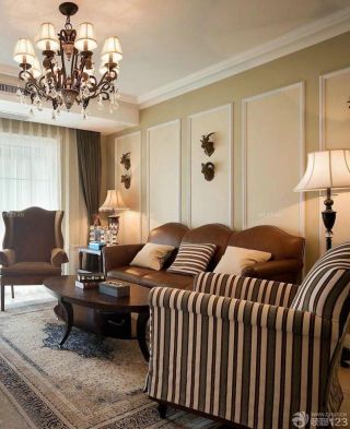 美式楼房客厅沙发椅子装修效果图片