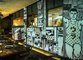 日本酒吧装修 背景墙设计