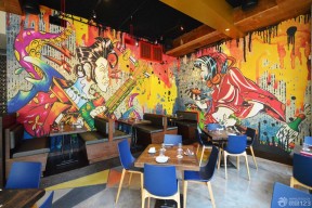 日本酒吧装修 手绘墙画