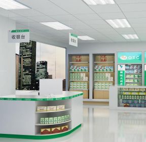 最新药店室内收银台装修设计效果图-每日推荐