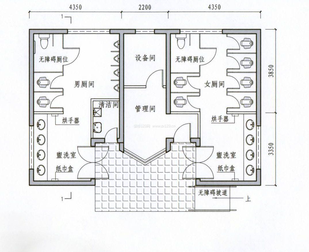 商場公共衛(wèi)生間室內(nèi)平面圖設(shè)計