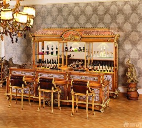 家庭酒吧豪华欧式酒柜装修设计