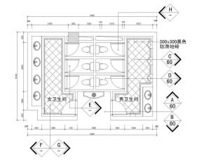 商场室内公共卫生间平面图