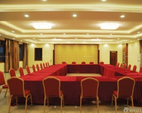 中式會(huì)議室裝修效果圖 吊頂燈裝修效果圖片