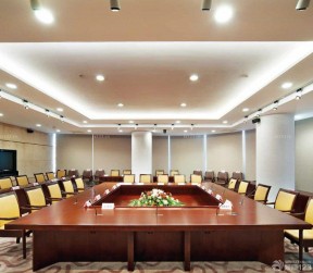 中式会议室装修效果图 石膏板吊顶效果图