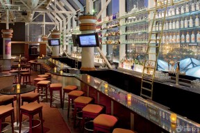 工业loft风格大型酒吧吧台设计装修