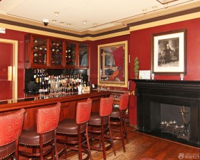 古典酒吧红色墙面装修设计效果图片
