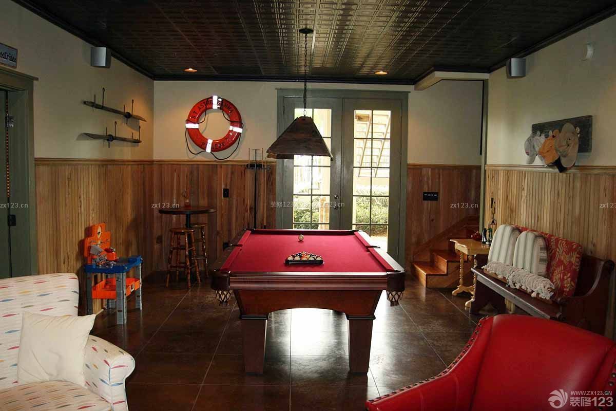 简约别墅家庭酒吧台球桌装修设计效果图片