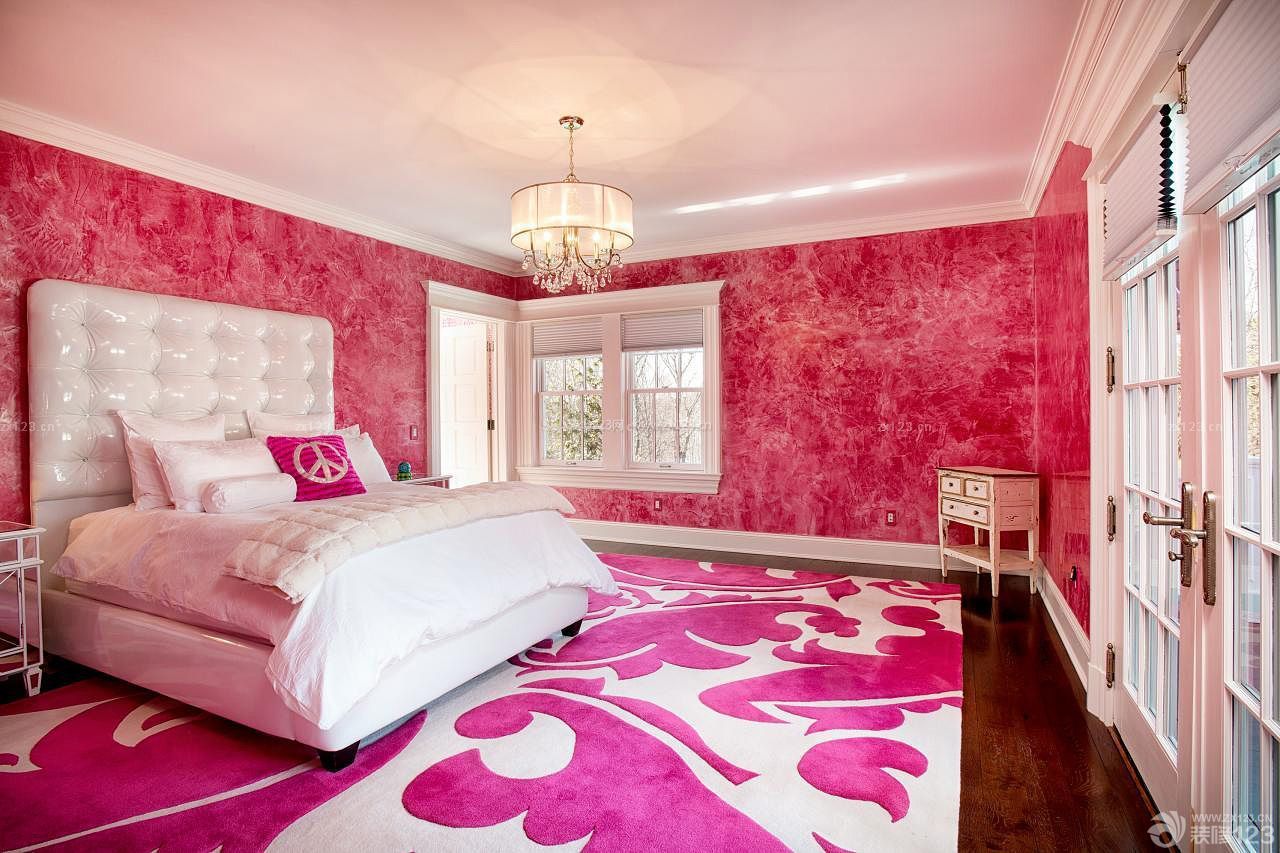 粉色卧室室内壁纸装修效果图