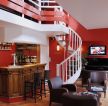 唯美别墅家庭酒吧红色墙面装修设计效果图片